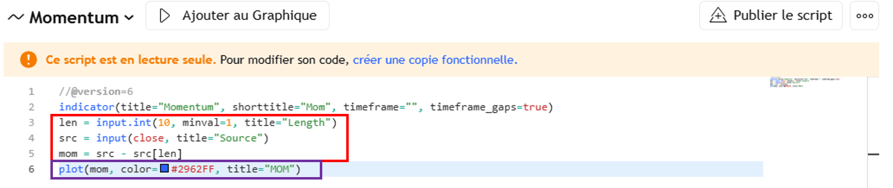 Script indicateur Momentum