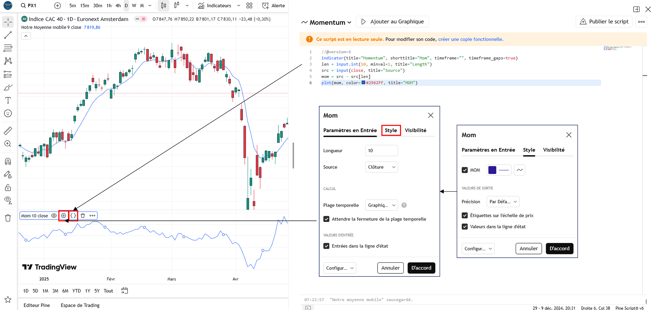 Indicateur Momentum