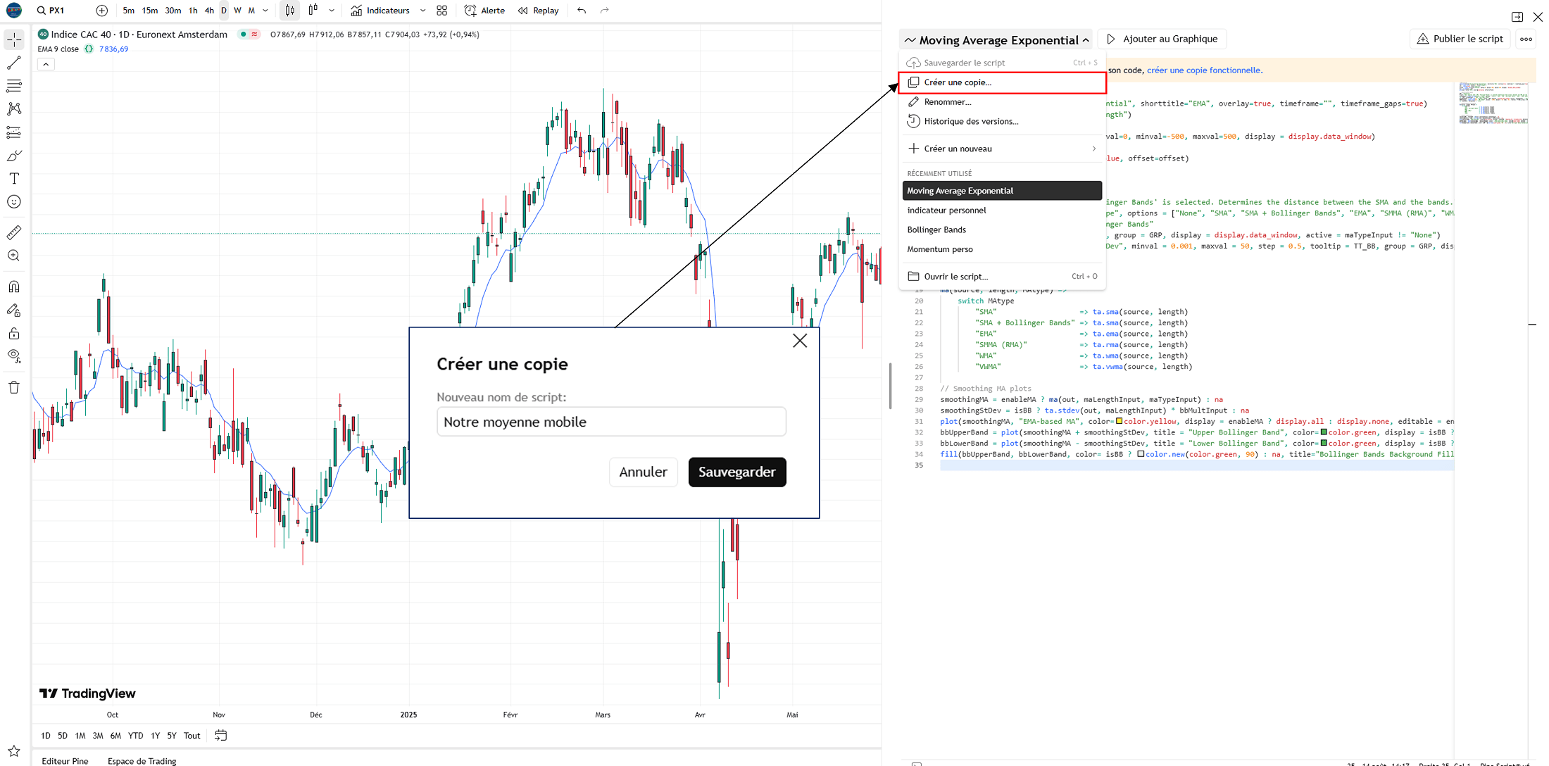 Créer un indicateur personnalisé dans TradingView