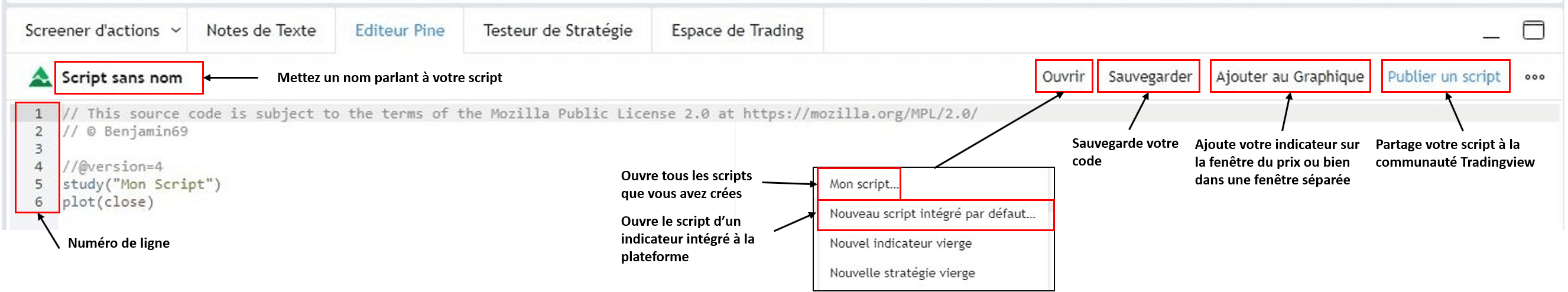 Nouveau script interface Tradingview