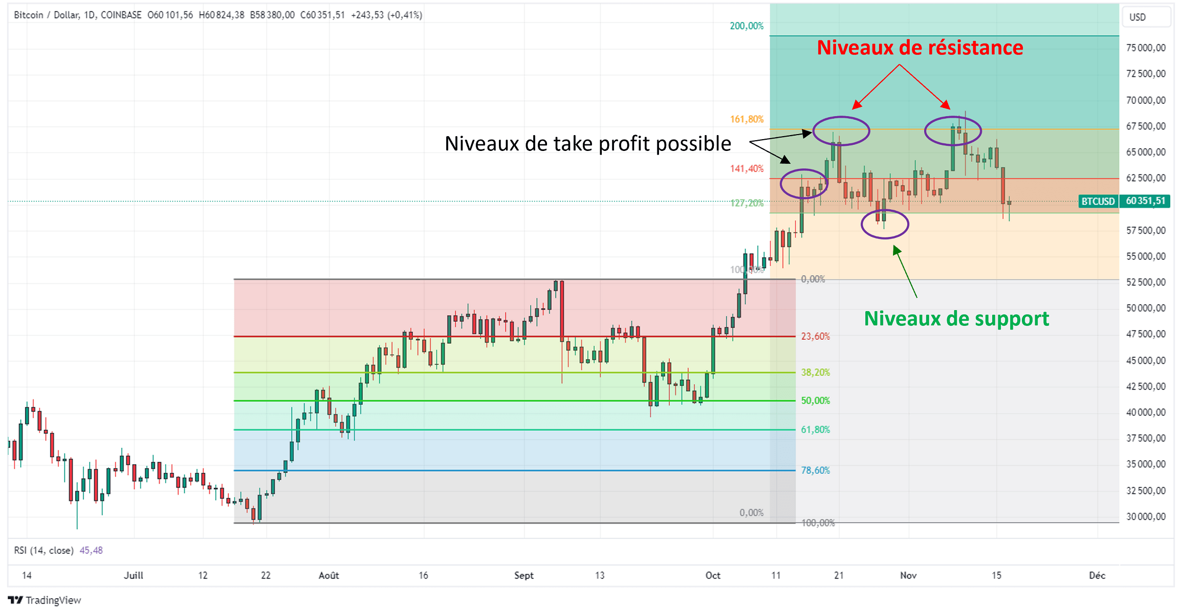 Tracer les extensions Stratégie avec les extensions de Fibonacci avec la plateforme Tradingview